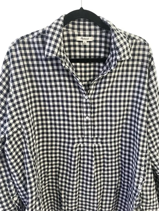 Madewell Gingham popover gauzy blouse 100% cotton women’s XXL casual summer boho - Picture 3 of 6
